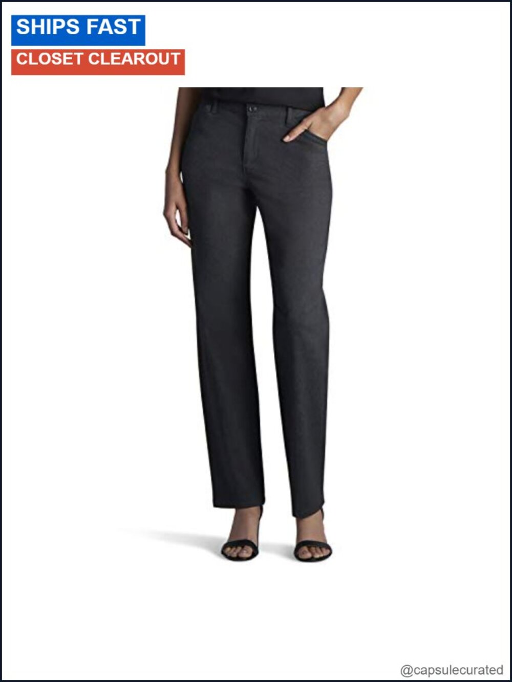 Women's Relaxed Fit Straight Leg Work Pants Mid Rise 4-Pocket